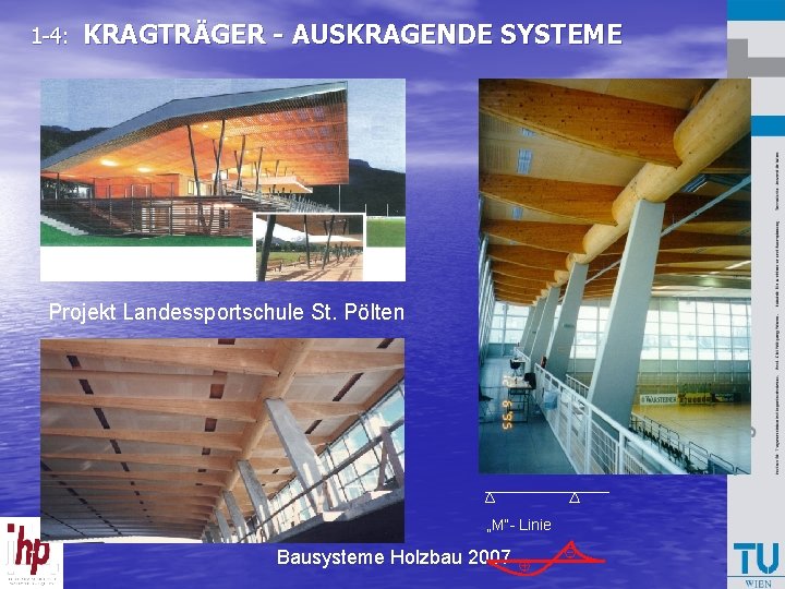 1 -4: KRAGTRÄGER - AUSKRAGENDE SYSTEME Projekt Landessportschule St. Pölten „M“- Linie Bausysteme Holzbau