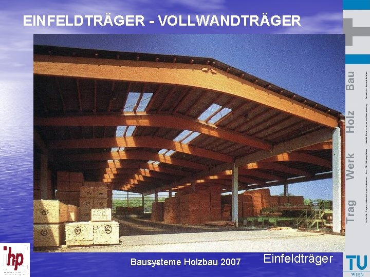 EINFELDTRÄGER - VOLLWANDTRÄGER Bausysteme Holzbau 2007 Einfeldträger 