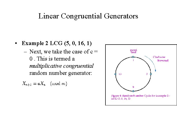 Linear Congruential Generators • Example 2 LCG (5, 0, 16, 1) – Next, we