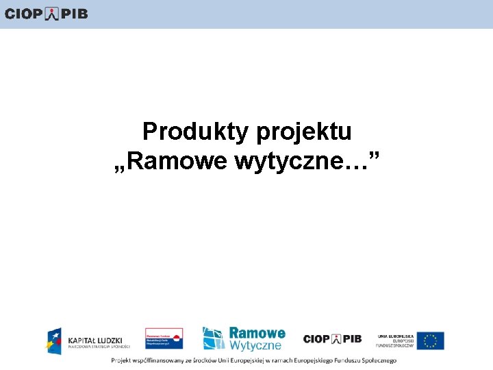 Produkty projektu „Ramowe wytyczne…” 