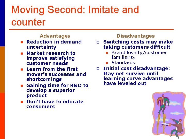 Moving Second: Imitate and counter n n n Advantages Reduction in demand uncertainty Market