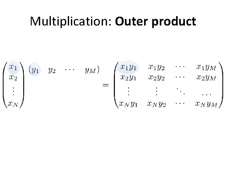 Multiplication: Outer product 