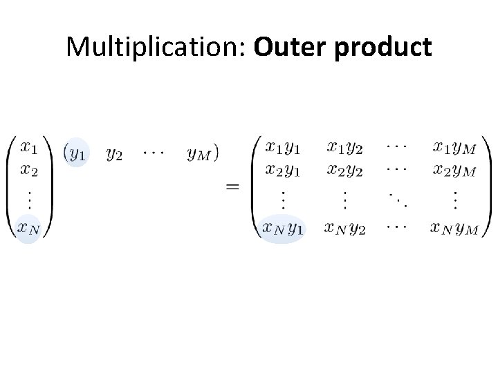 Multiplication: Outer product 