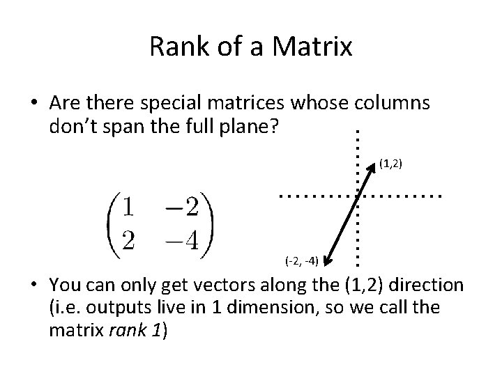 Rank of a Matrix • Are there special matrices whose columns don’t span the