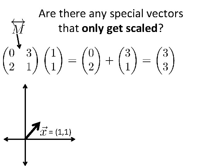 Are there any special vectors that only get scaled? = (1, 1) 