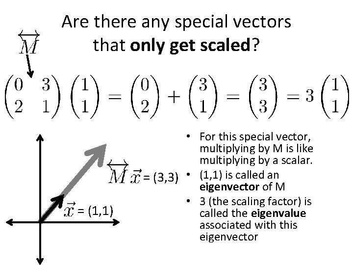 Are there any special vectors that only get scaled? = (1, 1) • For