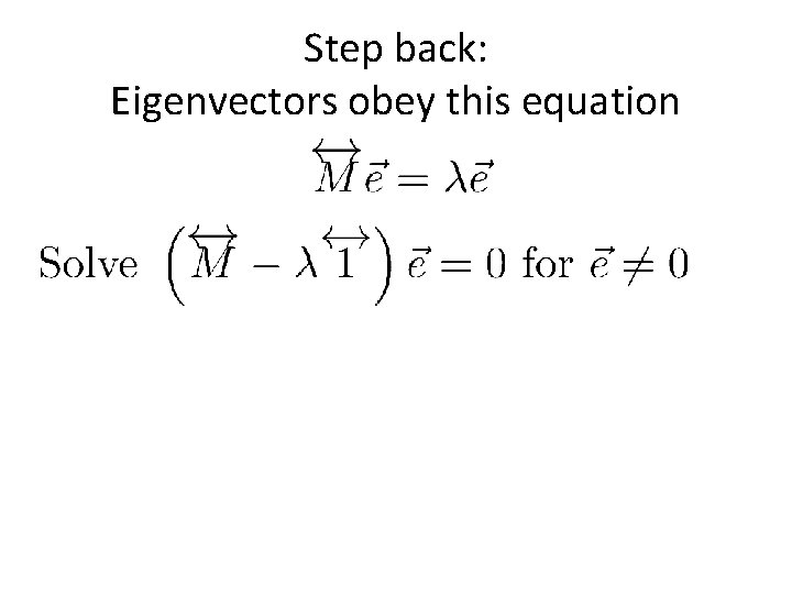 Step back: Eigenvectors obey this equation 