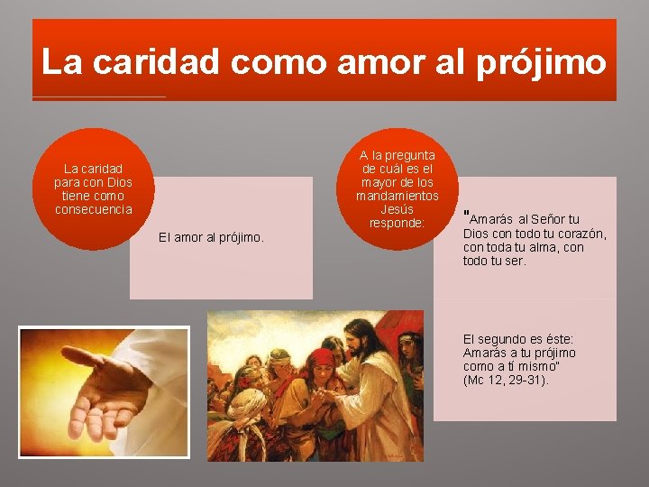 La caridad como amor al prójimo A la pregunta de cuál es el mayor