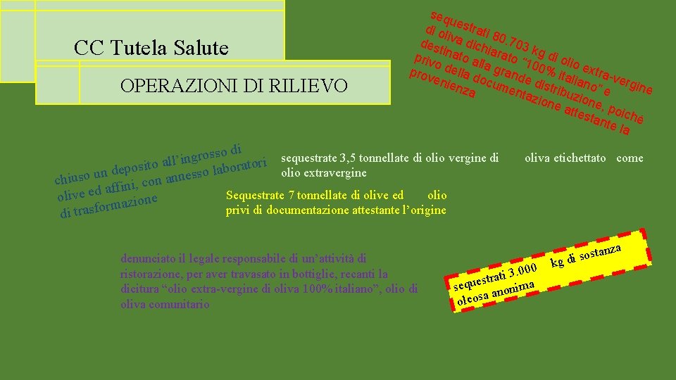 CC Tutela Salute OPERAZIONI DI RILIEVO seq u di o estrati li 8 des