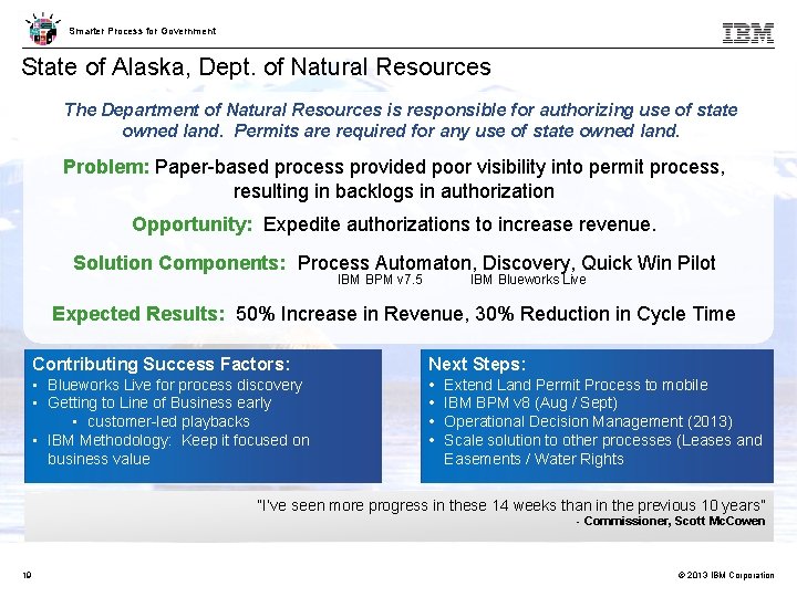 Smarter Process for Government State of Alaska, Dept. of Natural Resources The Department of