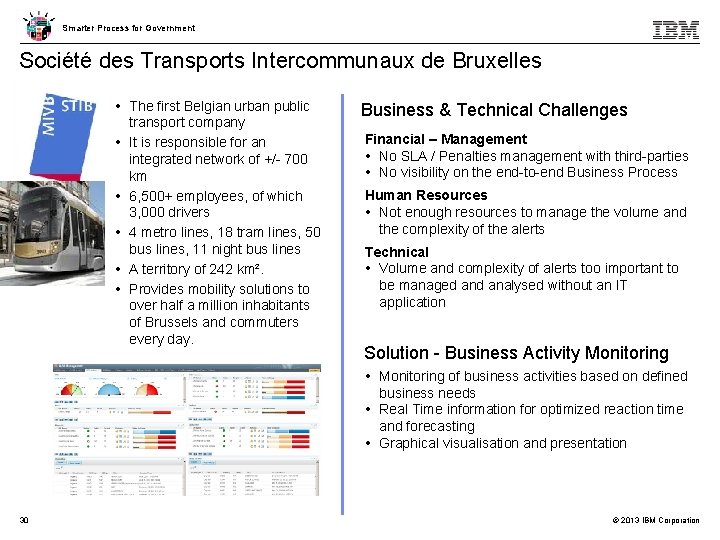 Smarter Process for Government Société des Transports Intercommunaux de Bruxelles • The first Belgian