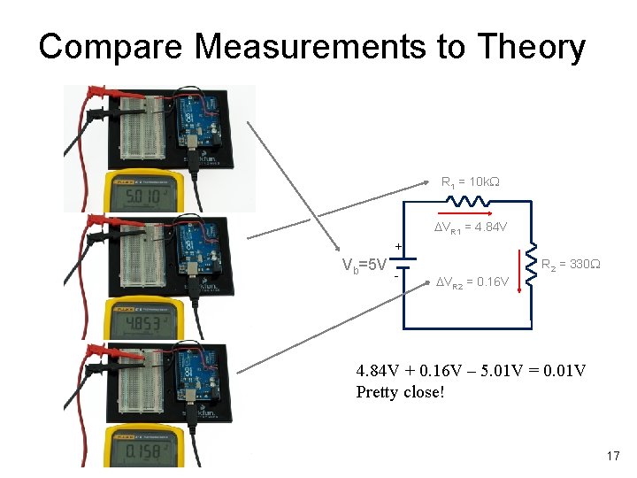 Compare Measurements to Theory R 1 = 10 k. W DVR 1 = 4.