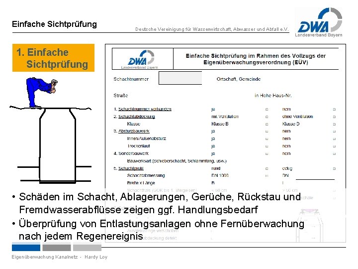 Einfache Sichtprüfung Deutsche Vereinigung für Wasserwirtschaft, Abwasser und Abfall e. V. 1. Einfache Sichtprüfung