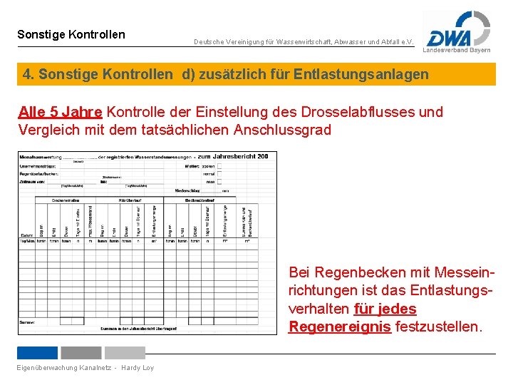 Sonstige Kontrollen Deutsche Vereinigung für Wasserwirtschaft, Abwasser und Abfall e. V. 4. Sonstige Kontrollen