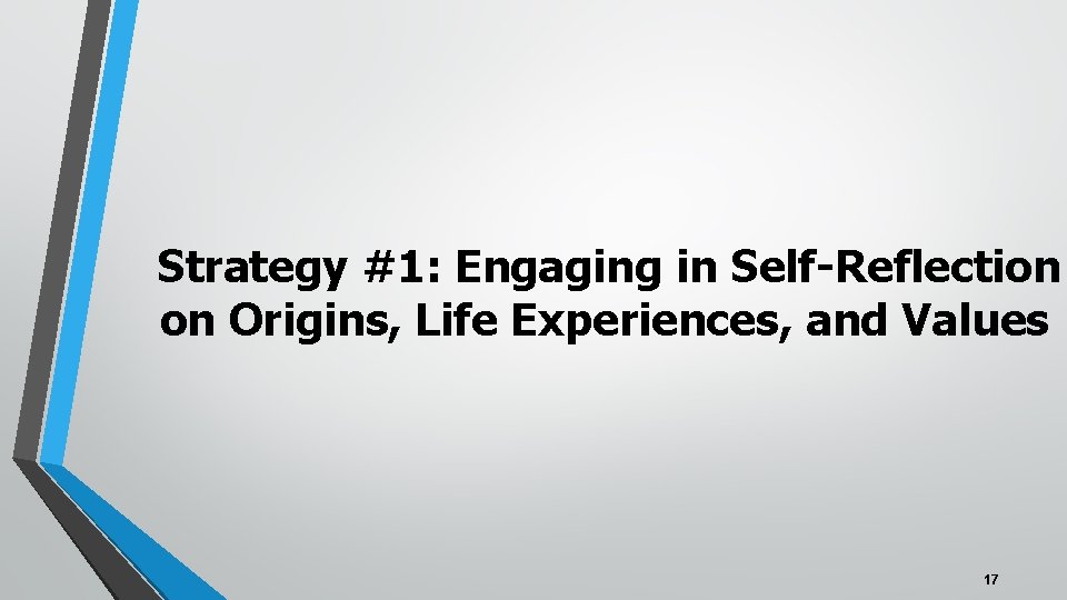 Strategy #1: Engaging in Self-Reflection on Origins, Life Experiences, and Values 17 
