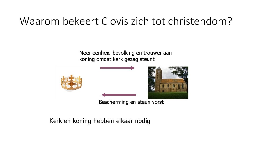 Waarom bekeert Clovis zich tot christendom? Meer eenheid bevolking en trouwer aan koning omdat