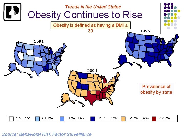 Trends in the United States Obesity Continues to Rise Obesity is defined as having