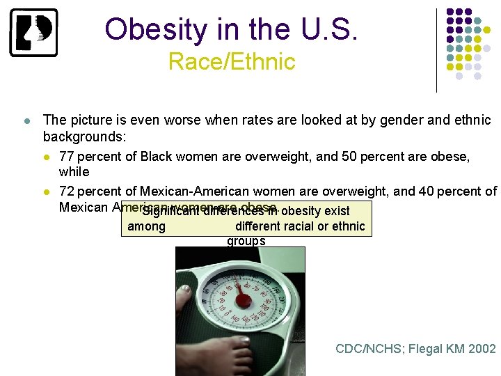 Obesity in the U. S. Race/Ethnic l The picture is even worse when rates