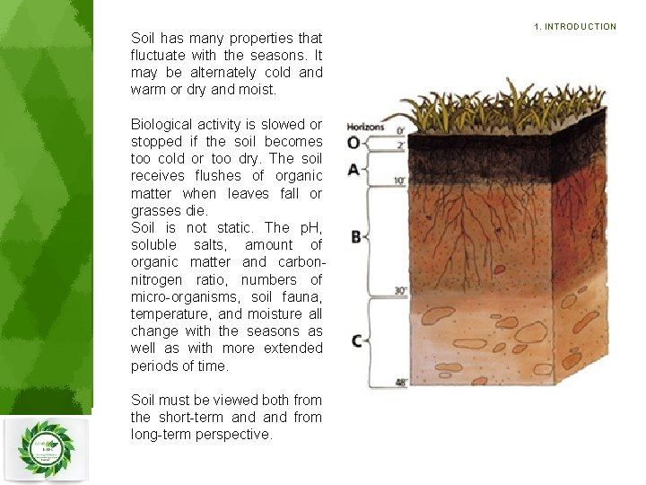 Soil has many properties that fluctuate with the seasons. It may be alternately cold