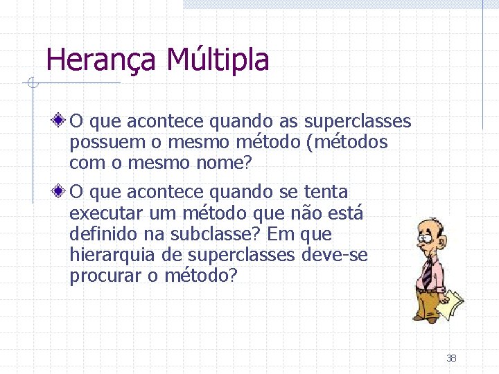 Herança Múltipla O que acontece quando as superclasses possuem o mesmo método (métodos com