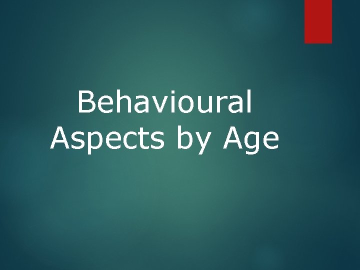 Behavioural Aspects by Age 