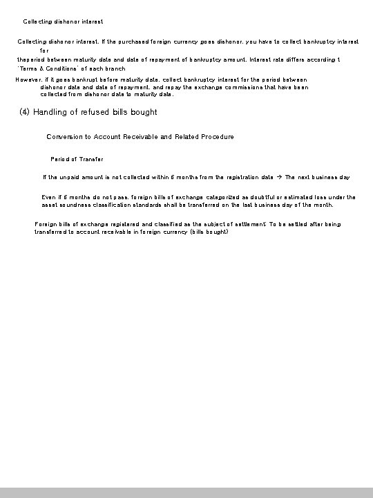 Collecting dishonor interest. If the purchased foreign currency goes dishonor, you have to collect