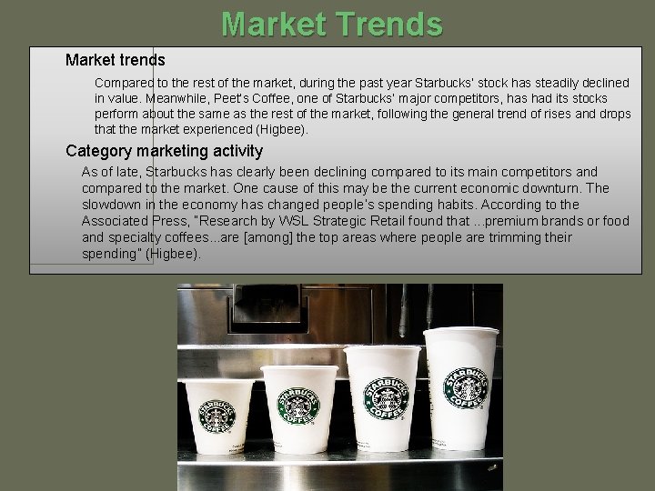 Market Trends Market trends Compared to the rest of the market, during the past
