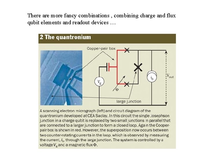 There are more fancy combinations , combining charge and flux qubit elements and readout