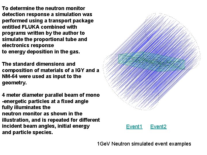 To determine the neutron monitor detection response a simulation was performed using a transport