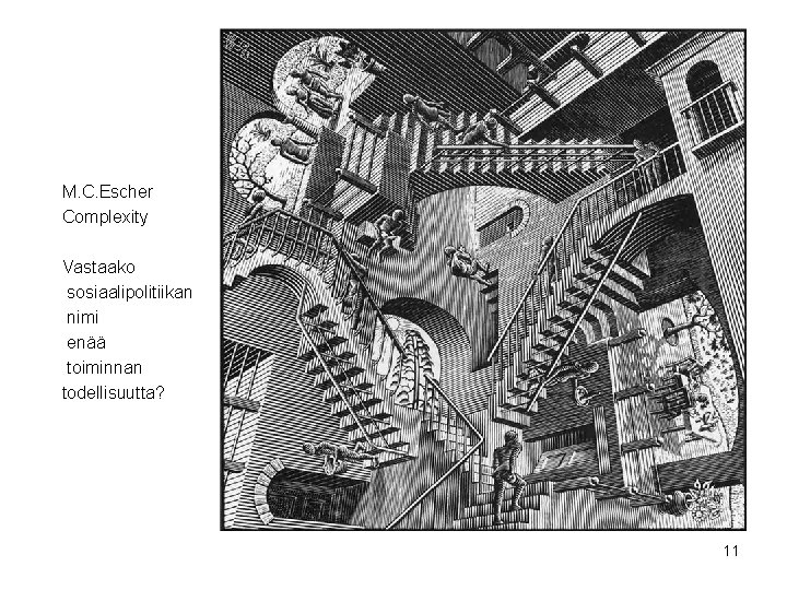 M. C. Escher Complexity Vastaako sosiaalipolitiikan nimi enää toiminnan todellisuutta? 11 