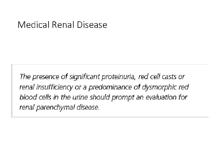 Medical Renal Disease 