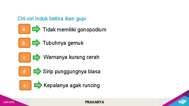 Ciri-ciri induk betina ikan gupi a. Tidak memiliki gonopodium b. Tubuhnya gemuk c. Warnanya
