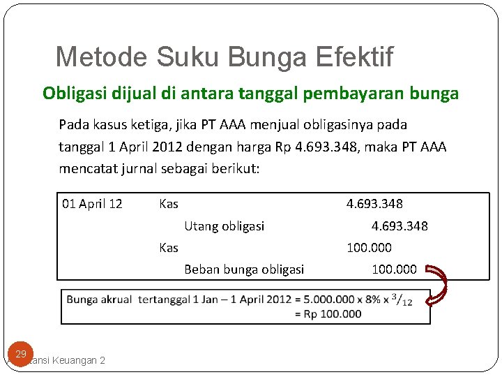 Metode Suku Bunga Efektif Obligasi dijual di antara tanggal pembayaran bunga Pada kasus ketiga,