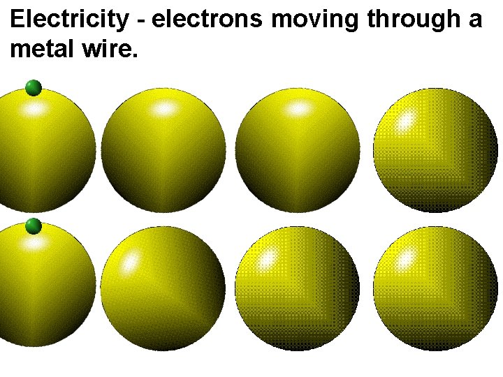 Electricity - electrons moving through a metal wire. 