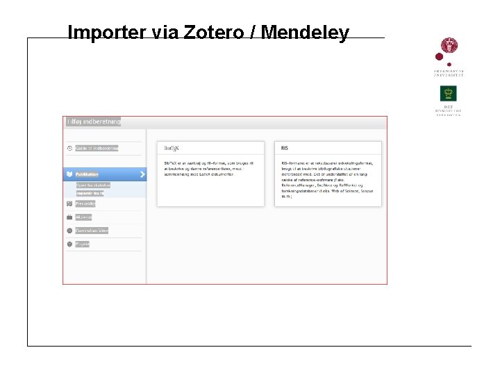 Importer via Zotero / Mendeley 