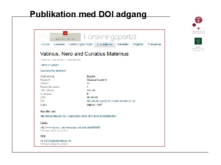 Publikation med DOI adgang 