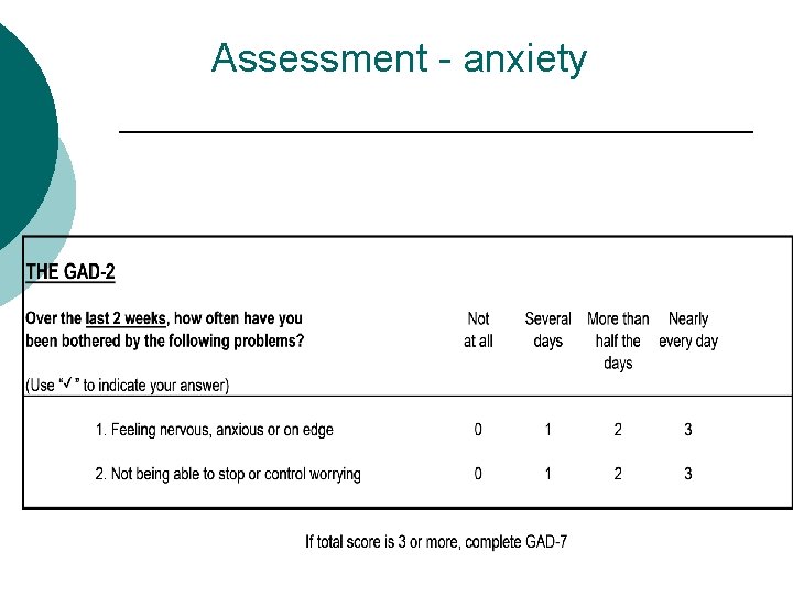 Assessment - anxiety 