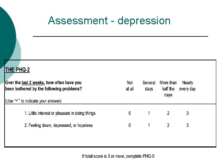 Assessment - depression 