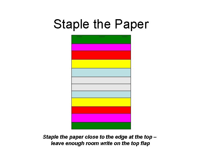Staple the Paper Staple the paper close to the edge at the top –