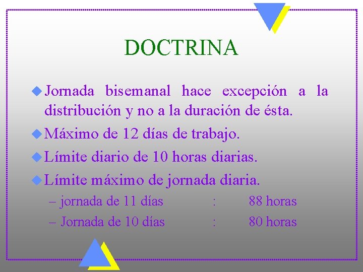 DOCTRINA u Jornada bisemanal hace excepción a la distribución y no a la duración