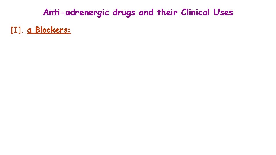 Anti-adrenergic drugs and their Clinical Uses [I]. α Blockers: 