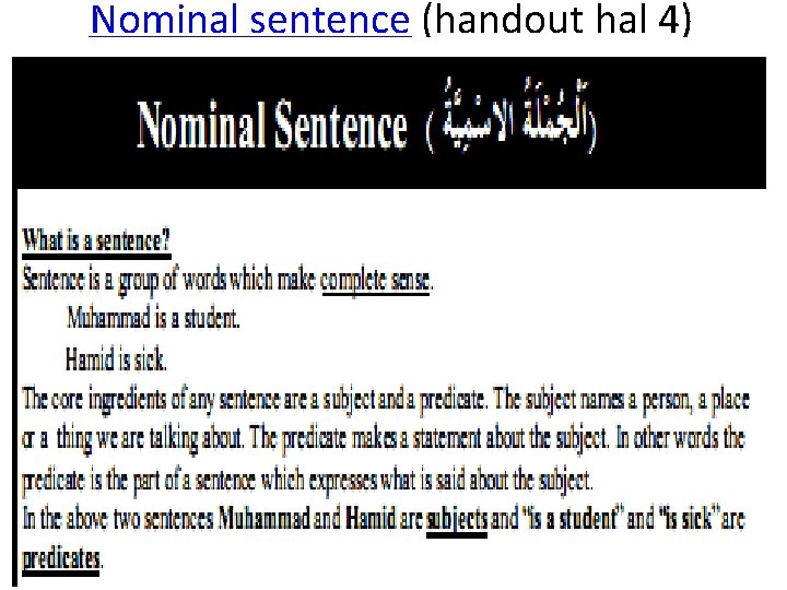 Nominal sentence (handout hal 4) 