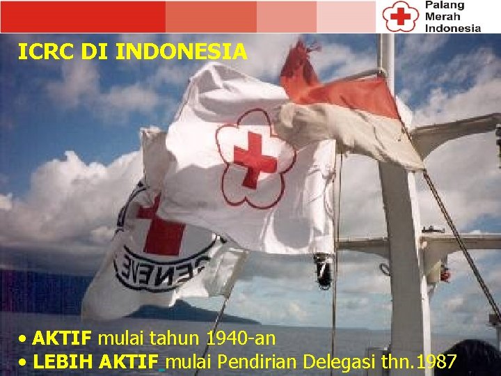 ICRC DI INDONESIA • AKTIF mulai tahun 1940 -an • LEBIH AKTIF mulai Pendirian