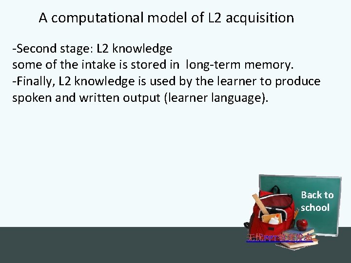 A computational model of L 2 acquisition -Second stage: L 2 knowledge some of