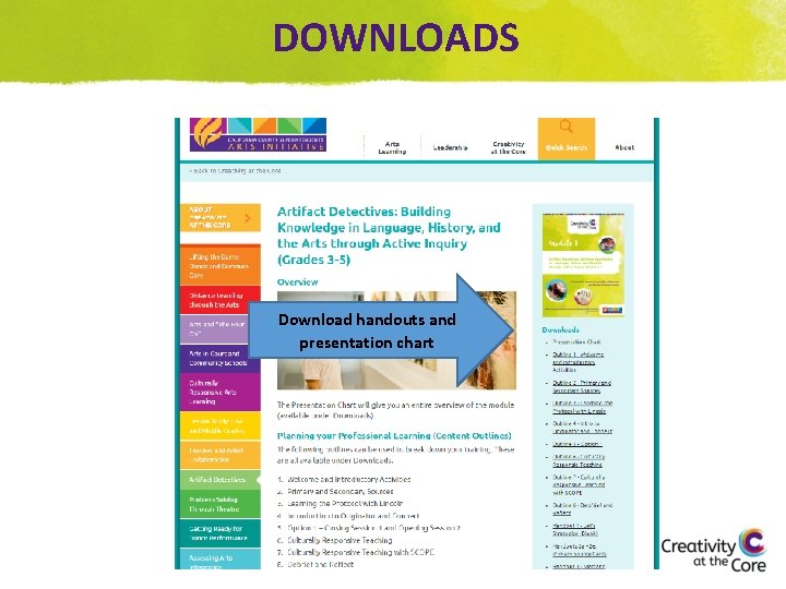 DOWNLOADS Download handouts and presentation chart 