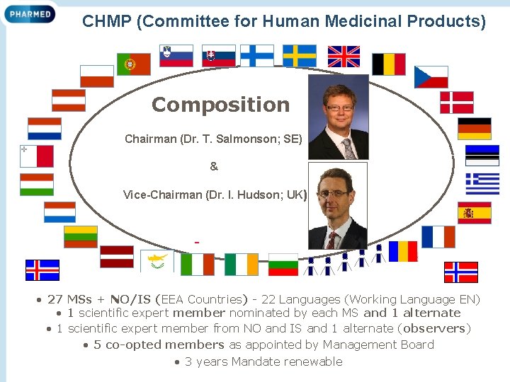CHMP (Committee for Human Medicinal Products) Composition Chairman (Dr. T. Salmonson; SE) & Vice-Chairman