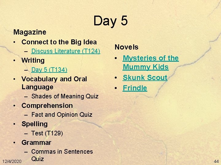 Magazine Day 5 • Connect to the Big Idea – Discuss Literature (T 124)