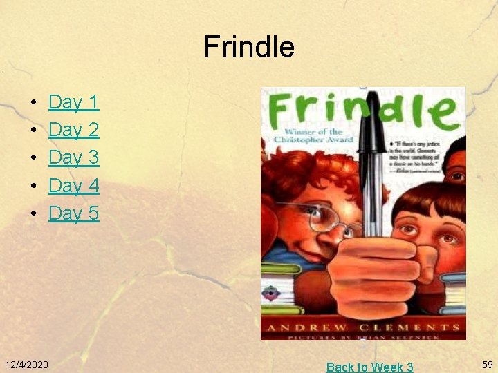 Frindle • • • 12/4/2020 Day 1 Day 2 Day 3 Day 4 Day
