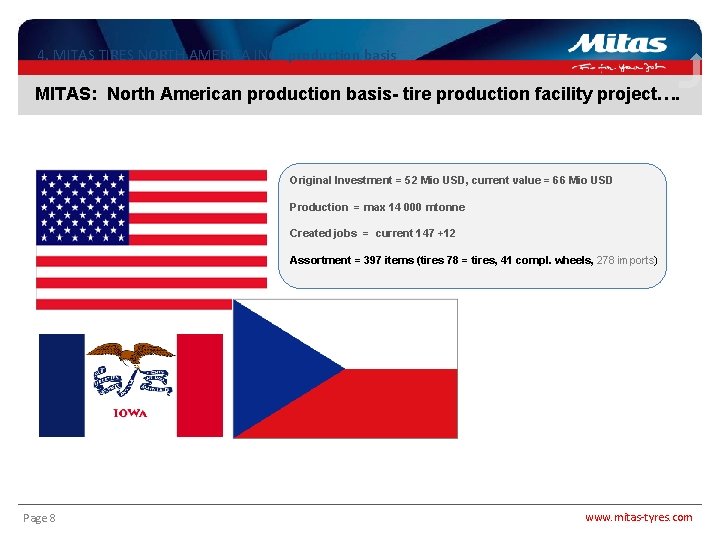 4. MITAS TIRES NORTH AMERICA INC. : production basis MITAS: North American production basis-