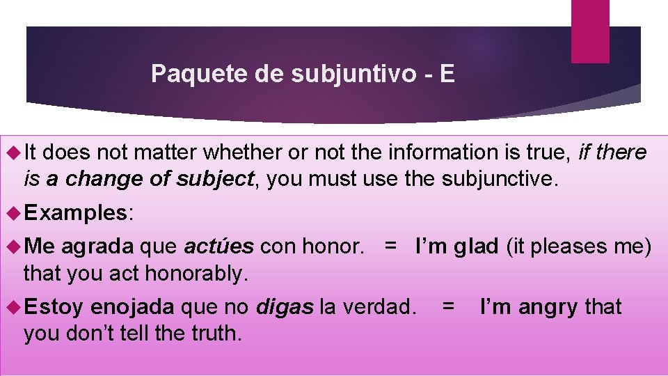 Paquete de subjuntivo - E It does not matter whether or not the information